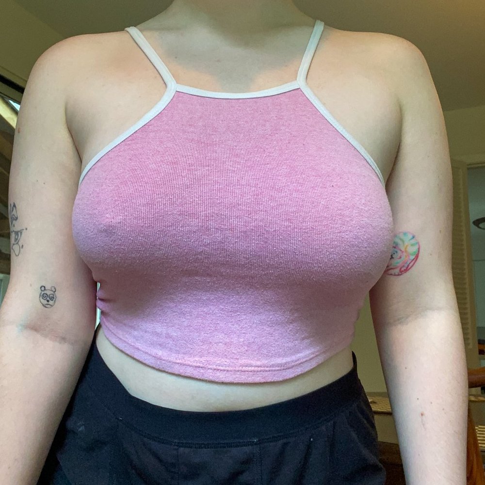Zara Barbie Pink crop top with white piping